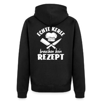 Kochen Koch Sternekoch Hobbykoch Küchenchef - Unisex Premium Bio Zip Hoodie - Schwarz - Hinten - Nico (187cm)