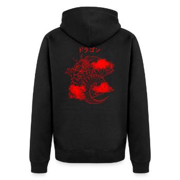 Japanischer Drache Anime Otaku roter Drache Asien - Unisex Premium Bio Zip Hoodie - Schwarz - Hinten - Nico (187cm)