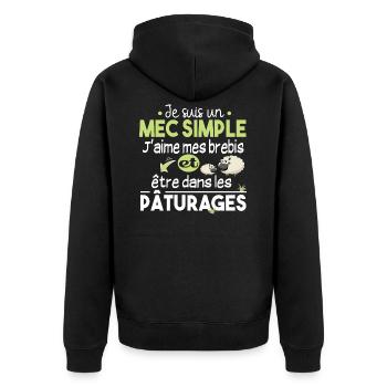 Brebis Mouton Laine Agneau Cadeau Ferme Agricole - Veste à capuche bio Premium Unisexe - noir - Dos - Nico (187cm)