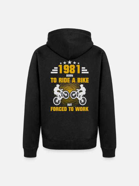 1981 Born Bicycle - Unisex Premium Organic Zip Hoodie - black