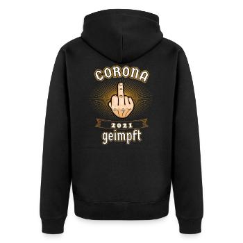 Corona geimpft Impfung Impfkampagne Geschenk - Unisex Premium Bio Zip Hoodie - Schwarz - Hinten - Nico (187cm)