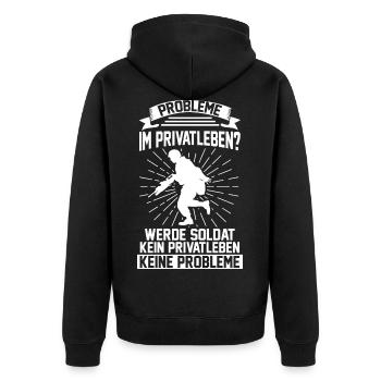 Berufssoldat Bundeswehr Offizier Soldat - Unisex Premium Bio Zip Hoodie - Schwarz - Hinten - Nico (187cm)