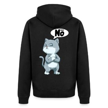 Nö Katze Kater für alle Katzenbesitzer - Unisex Premium Bio Zip Hoodie - Schwarz - Hinten - Nico (187cm)