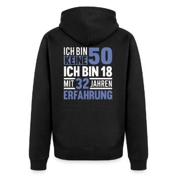 50 Geburtstag Spruch 50 Jahre Geschenk - Unisex Premium Bio Zip Hoodie - Schwarz - Hinten - Nico (187cm)
