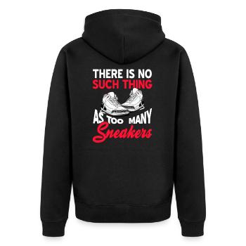 Zu viele Sneaker Turnschuhe gibt es nicht - Unisex Premium Bio Zip Hoodie - Schwarz - Hinten - Nico (187cm)