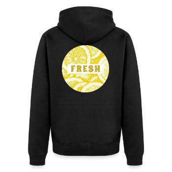 FRESH - Lemon fresh on the go - Unisex Premium Organic Zip Hoodie - black - Back - Nico (187cm)