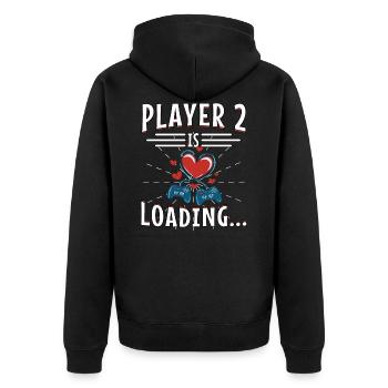 Becoming Father Player 2 Pregnant Gaming Sayings - Unisex Premium Organic Zip Hoodie - black - Back - Nico (187cm)