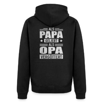 Papa Geliebt Opa Vergöttert Großvater Großpapa - Unisex Premium Bio Zip Hoodie - Schwarz - Hinten - Nico (187cm)