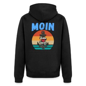 Moin lustige Norddeutsch Sprüche Ozean Meer Anker - Unisex Premium Bio Zip Hoodie - Schwarz - Hinten - Nico (187cm)