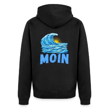 Moin lustige Norddeutsch Sprüche Ozean Meer Anker - Unisex Premium Bio Zip Hoodie - Schwarz - Hinten - Nico (187cm)