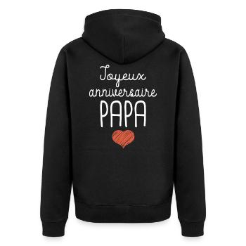 joyeux anniversaire papa cadeau anniversaire papa - Veste à capuche bio Premium Unisexe - noir - Dos - Nico (187cm)