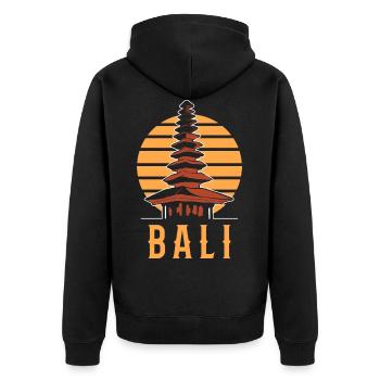 Bali Indonesien - Unisex Premium Bio Zip Hoodie - Schwarz - Hinten - Nico (187cm)