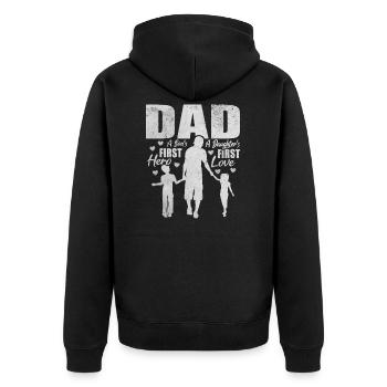 Papa Son’s First Hero Daughter’s Premier mari d’amour - Veste à capuche bio Premium Unisexe - noir - Dos - Nico (187cm)