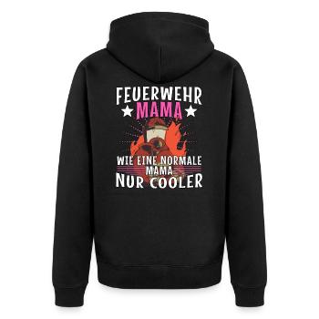 Feuerwehr Mama lustige Berufsfeuerwehr Sprüche - Unisex Premium Bio Zip Hoodie - Schwarz - Hinten - Nico (187cm)