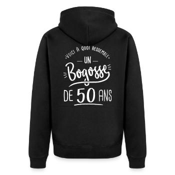 anniversaire 50 ans bogosse cadeau humour 50 ans - Veste à capuche bio Premium Unisexe - noir - Dos - Nico (187cm)