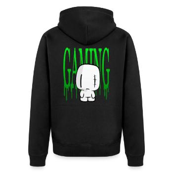 Cute Gaming Shirt, Marshmallow, Gamer, Halloween - Unisex Premium Organic Zip Hoodie - black - Back - Nico (187cm)