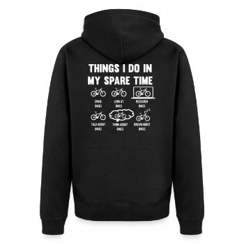 Things i do in my spare time with bicycle - Unisex Premium Organic Zip Hoodie - black - Back - Nico (187cm)