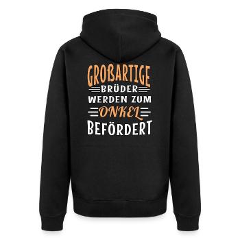 Lustige Onkel Sprüche Bruder Patenonkel Patenkind - Unisex Premium Bio Zip Hoodie - Schwarz - Hinten - Nico (187cm)