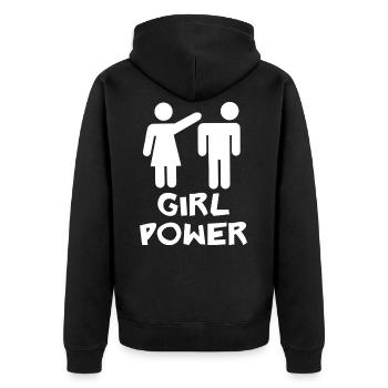 Girl Power - Unisex Premium Bio Zip Hoodie - Schwarz - Hinten - Nico (187cm)