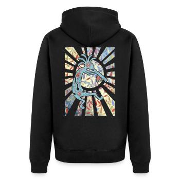 Kokopelli Musican Friend - Feathers Pattern 1 - Veste à capuche bio Premium Unisexe - noir - Dos - Nico (187cm)