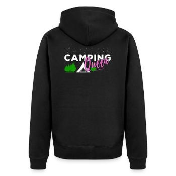 Lustige Camping Sprüche Camping Queen Outdoor - Unisex Premium Bio Zip Hoodie - Schwarz - Hinten - Nico (187cm)
