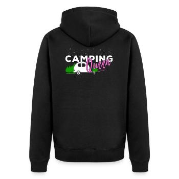 Lustige Camping Sprüche Camping Queen Outdoor - Unisex Premium Bio Zip Hoodie - Schwarz - Hinten - Nico (187cm)