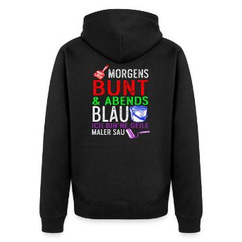 Morgens Bunt Abend Blau Geile Maler Sau Malerei - Unisex Premium Bio Zip Hoodie - Schwarz - Hinten - Nico (187cm)