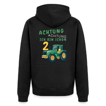 2. Geburtstag Jungen 2 Jahre Kindergeburtstag - Unisex Premium Bio Zip Hoodie - Schwarz - Hinten - Nico (187cm)