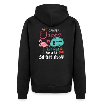 Camper queen chic Sassy et un peu smart impermédateur - Veste à capuche bio Premium Unisexe - noir - Dos - Nico (187cm)