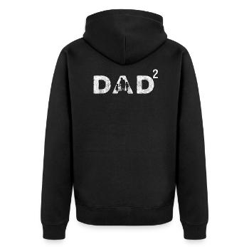 Papa Sprüche Dad hoch 2 Zwillinge zweifacher Vater - Unisex Premium Bio Zip Hoodie - Schwarz - Hinten - Nico (187cm)