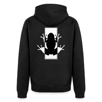 Frosch, Biologie, Amphibien, Lurche, Zoologie - Unisex Premium Bio Zip Hoodie - Schwarz - Hinten - Nico (187cm)
