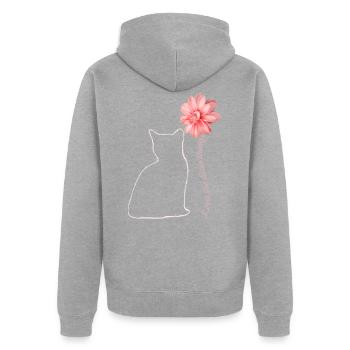 Miezekatze Mit Blume Katze Geschenk - Unisex Premium Bio Zip Hoodie - Grau meliert - Hinten - Nico (187cm)