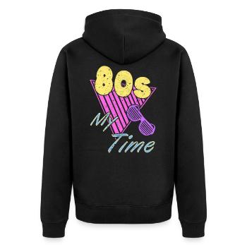 80er Jahre 80s 1980er Geschenk Retro Nostalgie - Unisex Premium Bio Zip Hoodie - Schwarz - Hinten - Nico (187cm)