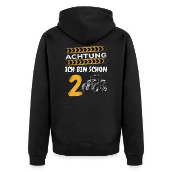 2 Geburtstag Tracktor 2 Jahre Kindergeburtstag - Unisex Premium Bio Zip Hoodie - Schwarz - Hinten - Nico (187cm)