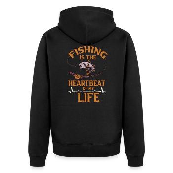 Pêche Heartbeat Vie Pêche Pêche Cadeau pêche - Veste à capuche bio Premium Unisexe - noir - Dos - Nico (187cm)