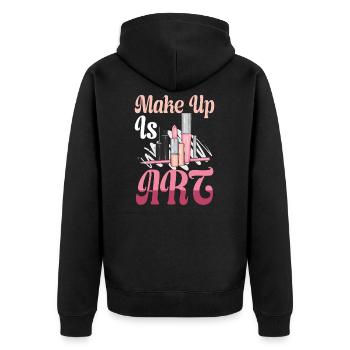 Make Up Is Art Kunst Schminken Kosmetikerin Beruf - Unisex Premium Bio Zip Hoodie - Schwarz - Hinten - Nico (187cm)