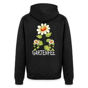Gartenfee Garten Gärtnerin - Unisex Premium Bio Zip Hoodie - Schwarz - Hinten - Nico (187cm)