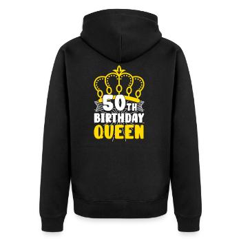 50th Birthday Queen Königin Krone Rund Geburtstag - Unisex Premium Bio Zip Hoodie - Schwarz - Hinten - Nico (187cm)