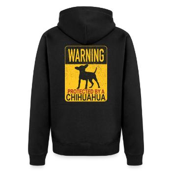 Warnung Beschützt Chihuahua Chiwawa Schoßhund - Unisex Premium Bio Zip Hoodie - Schwarz - Hinten - Nico (187cm)
