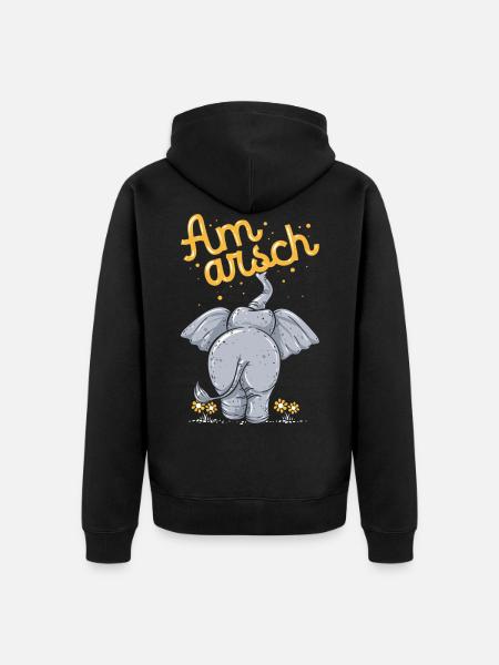 Elefant - Unisex Premium Bio Zip Hoodie - Schwarz