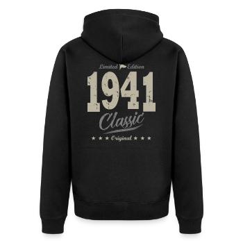 LIMITED EDITION 1941 cadeau anniversaire 81 ans - Veste à capuche bio Premium Unisexe - noir - Dos - Nico (187cm)