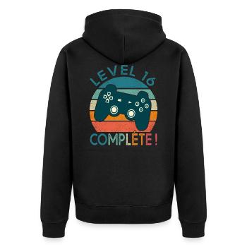 Level 16 Geschenk Videospiele Geburtstag 16 Jahre - Unisex Premium Bio Zip Hoodie - Schwarz - Hinten - Nico (187cm)