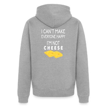 Käse Liebhaber, Käse Spruch, I´m Not Cheese - Unisex Premium Bio Zip Hoodie - Grau meliert - Hinten - Nico (187cm)