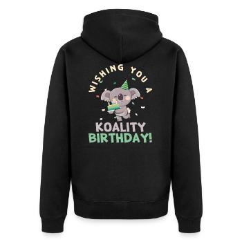 Wishing You A Koality Birthday Koala Geburtstag - Unisex Premium Bio Zip Hoodie - Schwarz - Hinten - Nico (187cm)