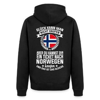 Norwegen Norweger Skandinavien Wikinger - Unisex Premium Bio Zip Hoodie - Schwarz - Hinten - Nico (187cm)