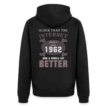 1962 Né cadeau Internet anniversaire sort - Veste à capuche bio Premium Unisexe - noir - Dos - Nico (187cm)