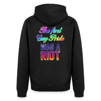 gay pride - Unisex Premium Bio Zip Hoodie - Schwarz - Hinten - Nico (187cm)