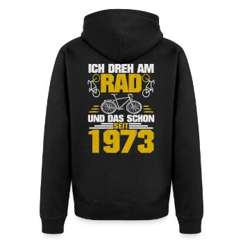 Drehe Am Rad Radfahrer 1973 Geboren Geburtstag - Unisex Premium Bio Zip Hoodie - Schwarz - Hinten - Nico (187cm)