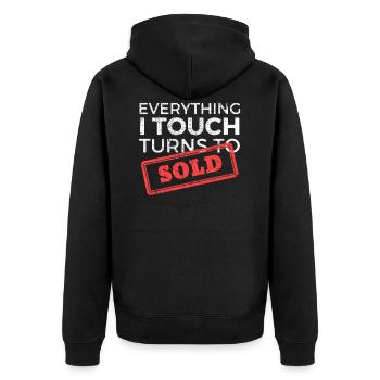 Everything I Touch Turns To Sold Immobilier - Veste à capuche bio Premium Unisexe - noir - Dos - Nico (187cm)