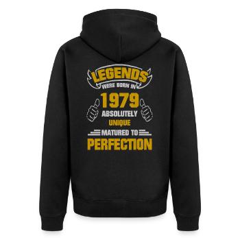 Légende Perfection 1979 Naissance anniversaire - Veste à capuche bio Premium Unisexe - noir - Dos - Nico (187cm)
